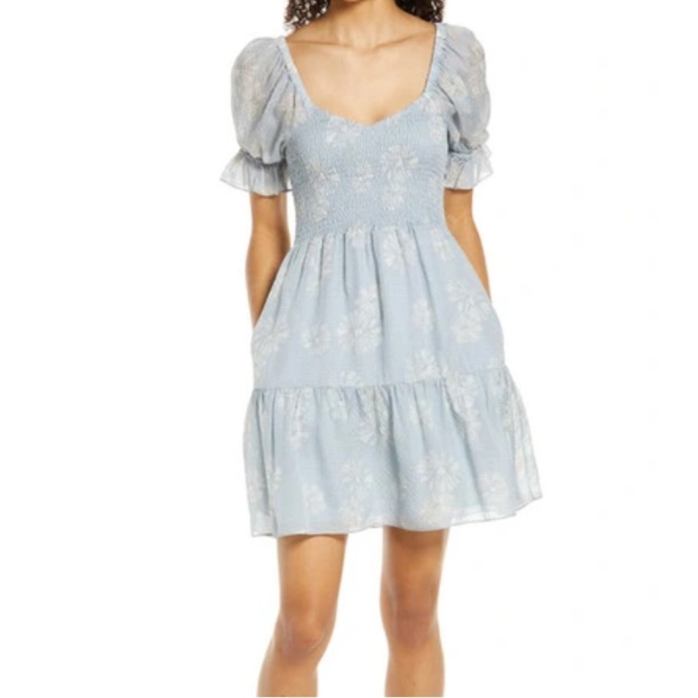 Madewell Silk Lucie Smocked Mini Dress in Moody Blooms